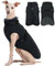 Kuoser Hundemantel Grosse Hunde, Wasserdicht Hundejacke Hundemantel mit Geschirr, Warm Hundemantel Winter, Hunde Wintermantel Fleecemantel Hundepullover, Hunde Winterjacke 2XL Schwarz