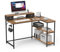 Mondeer Bureau d'angle en Forme L, Table de Bureau avec Étagères Rangement Réversibles, 120x90x90cm, Support d'Écran Amovible avec Tiroirs, pour Etudier Travailler Chambre, Marron Rustique