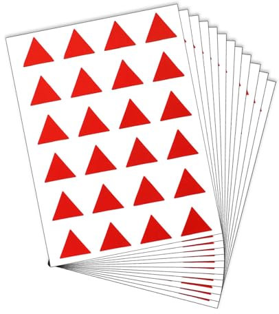 Geometrisch Aufkleber, 12 Blatt Rot Wasserdicht Selbstklebend Etiketten Kodierung Farbetiketten für Schule Büro Planer (Kleines Dreieck)