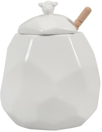 ABOOFAN Ceramic Honey Jar Lid Cute Honey Pot Dispenser Ceramic Storage Jar for Household Restaurant Dipper for Dipper