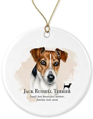 Weihnachtsbaumschmuck Jack Russell Terrier Hunderasse Jack Russell Terrier Hund Runde Keramik Ornament Andenken Weihnachtsschmuck Premium Christbaumschmuck Anhänger Für Holiday Party Hausdeko