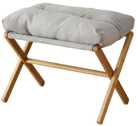 Sunicon Tabouret Pliant avec Coussin Moelleux et Pieds en Forme de X | Tabouret de maquillage/coiffeuse avec pieds en bois, idéal pour les chambres, les dressings et les couloirs