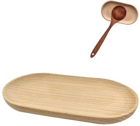 Ladle and Spoon Holder, Natural Retro Wood Spoon Rest Kitchen Spoon Rest for Countertop Cutlery Holder for Spatulas Spoons Tongs and More Cooking Utensil - Light Brown