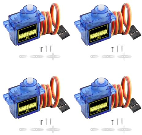 Micro Servomoteur Kit Binghe 4 Pièces 9G Moteur Micro Servomoteur Micro Servo Micromoteurs Servo 9G Micro Servo pour Petit Hélicoptères RC/Avions/Voitures Compatible avec Arduino