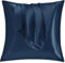 Vielit 2er Set Satin Kissnbezug 80x80 mit Zip,Weich wie EIN Silk Pillowcase,wie Seidenkissenbezug Geeignet für Curly Haar,Satin Kopfkissenbezug Kissenbezüge Deep Blau Kissenhülle