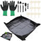 Votoko 17-teiliges Wasserdichtes Pflanzmatte-Set – Umtopfmatte für Zimmerpflanzen und Sukkulenten (100 x 100 cm, Schwarz) mit Gartenwerkzeugen, Handschuhen & Pflanzenetiketten