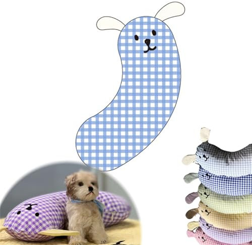 Kopfkissen Für Hunde, Hunde Kopfkissen, U Förmige Kissen Für Katzen Nackenkissen, Halbmond Katze Kissen Flauschig, Beruhigungskissen Für Hunde, Abnehmbar Haustierkissen U Förmig (Himmelblau)