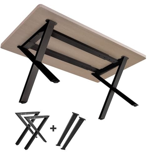 NEXT LEVEL - Tischbeine Metall Schwarz | 65x74cm, Profil 80x40mm, Metallisch, für Holz und Glas, Kompatibel mit Tischbreiten 70, 80, 90 und 100cm, Einschließlich Dehnbare Träger