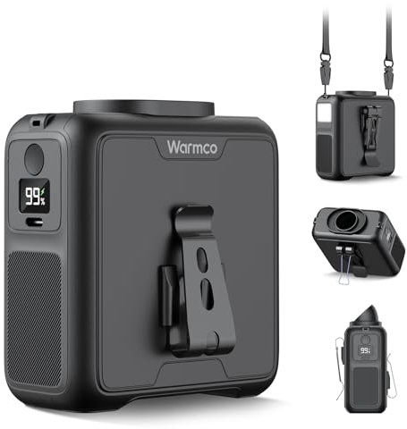 Warmco Taillenclip-Ventilator – 10000mAh Akku 4-Gang Gürtel- und Clip-Ventilator, Persönlicher Halslüfter mit 24 Stunden Kühlung, LED-Taschenlampe & Powerbank für Outdoor, Camping, Baustelle und Reis