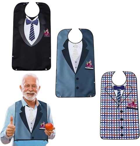 JXAXD 3 Stück Schlabberlatz für Erwachsene, Erwachsenen Lätzchen, Lätzchen für Erwachsene Lustig, Lustig Erwachsenen Latz, Wiederverwendbar Waschbar Latz für Männer Herren Ältere Menschen