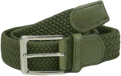 GX GARGIX Cintura Cinta Stretch Elastica Intrecciata Unisex, 105-125 cm Regolabile, Fibbia, Casual Vari Colori e Misure (Verde Militare, 110 Cm)