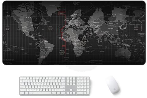 CulineformX Tapis de souris extra large, carte du monde rétro, tapis de souris XXL pour bureau/jeux vidéo