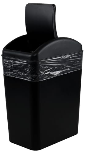 Uumitty 20 Liter Kitchen Garbage Can with Swing Lid, Plastic Slim Trash Can, Black