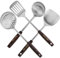 Zerodeko 4Piezas Utensilios de Cocina Inoxidable Mango de Madera para Wok Cucharón y Ranurada Ergonómico y Protección Calor