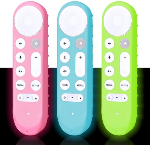 [3-Pack] RETROSUN Remote Cover for Google TV Streamer 4K GY3LE Voice Remote Easier to Find, Compatible with Chromecast Google 4K HD (Fluorescent Green/Blue/Pink)