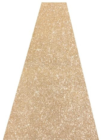 AMEEDA Hochzeit Gang Läufer Hochzeitsgangläufer Teppich Anti-Rutsch Hochzeit Goldener Gold Zeremonie Party Bühne Teppiche Hochzeitsteppich(500CM_0.75M)