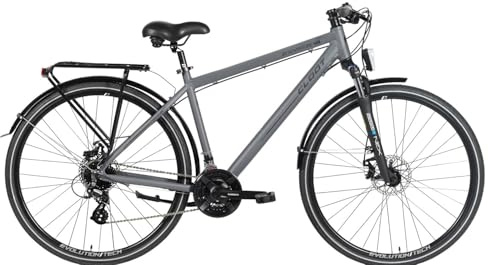 CLOOT Hybrid Trekkingrad 28 Zoll 24 Gänge Ergonomischer Sattel Gepäckträger Aluminiumrahmen Scheibenbremsen Beleuchtung Unisex Stadt Land Alltag Touren Komfort Sicherheit Bike (Talla XL (186-196))