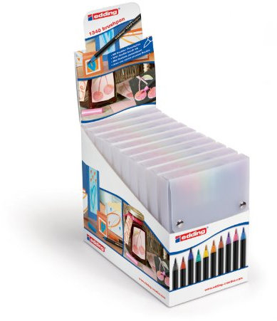 edding 4-51150 Brush Pen Kartondisplay e-1340, 10 Teile, 130 x 185 x 205 mm