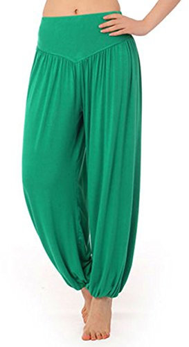 HOEREV Super weiche Modal Spandex Harem Yoga Pilates Hosen, Gr.-Medium,Grün