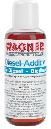 Wagner Diesel Additiv - für alle Dieselkraftstoffe und 2-&4-Taktmotoren Aller Fahrzeugarten|Systemreiniger Diesel Reinigt Einspritzanlage&Tank, Schützt vor Korrosion, Verschleiß&Diesel-Pest (100ml)