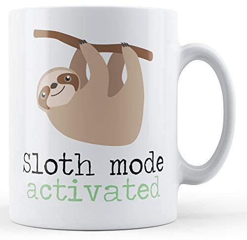 Finger prints - Decorative Writing Sloth Mode Activated - Printed Mug, Ceramic, 11fl.oz.
