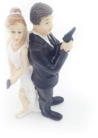 5 inch Super Sexy Spy 007 Bride and Groom Wedding Cake Topper Wedding Engagement Anniversary Bridal shower Party Cake Decoration Figurine Keepsake