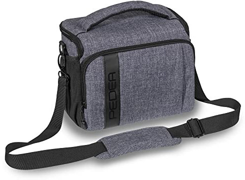 Pedea Kameratasche Fashion für Spiegelreflex DSLR SLR Spiegelreflexkamera Fototasche für DLSM Systemkamera mit Regenschutzhülle für Zubehör und Objektive, Gr. XL grau