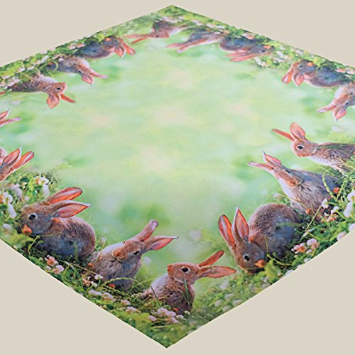 Tischdecke Osterhasen im Gras ca. 85 cm x 85 cm Farbe grün