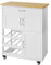 SoBuy Desserte de Cuisine, Chariot de Service Roulant, Armoire de Rangement sur roulettes, Plateau en Bois d'Hévéa, avec Tiroir, Porte-Bouteilles et Portes, L67xH87xP37cm, Blanc, FKW45-WN