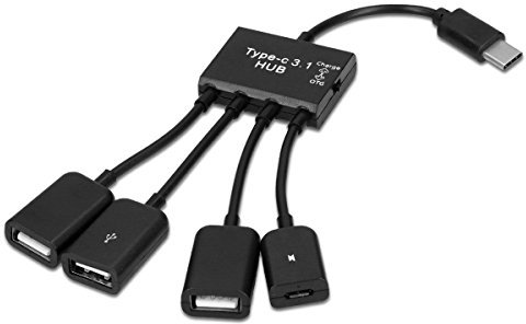 kwmobile Hub USB C OTG - Adaptateur USB Type C vers 3X Port USB et 1x Port Micro USB pour Téléphone Tablette tels Que Samsung Huawei Xiaomi - Noir
