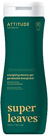 ATTITUDE Body Wash, EWG Verified Shower Gel, Dermatologically Tested, Plant and Mineral-Based, Vegan Personal Care Products, Orange Leaves, 473 mL