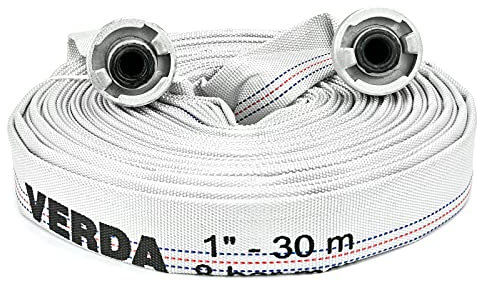 Schlauch 30m – 1 Zoll Flachschlauch mit Storz D Kupplung – 8 Bar Druck – Feuerwehrschlauch, Bauschlauch, Wasserschlauch, flexibel, robust, Garten, Industrie, Landwirtschaft