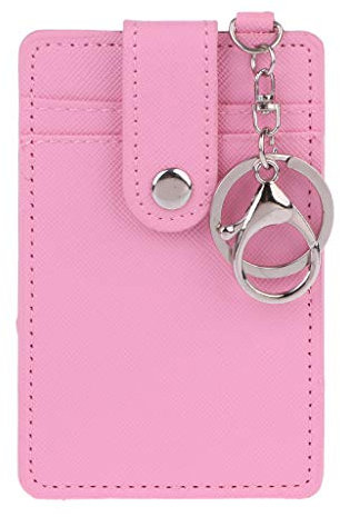 SimpleLife Étui Portefeuille en Cuir Souple avec Porte-clés et Porte-clés, Rose, 7.3x11cm, Classique, Rose, 7.3x11cm, Classique