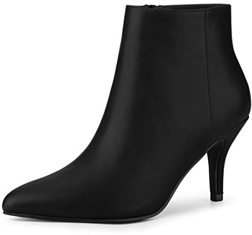 Allegra K Women's Pointed Toe Zipper Stiletto Heel Ankle Boots Black 5 UK/Label Size 7 US