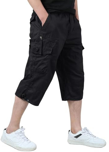 KEFITEVD Pantaloni Cargo Uomo Cotone Multi Tasche Militari Casual Outdoor