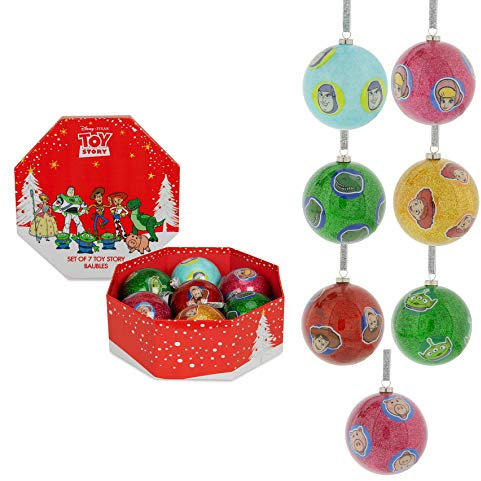 Santa Express Disney Toy Story 4 Set of 7 Glitter Christmas Baubles