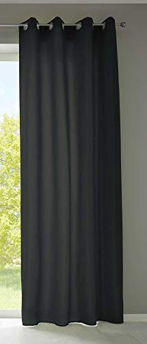 Gardinenbox 1er Set Vorhänge Schal Ösen »Berlin« HxB 225x140 cm Schwarz Blickdicht Microsatin Lichtdurchlässig Uni Matt, 20405N