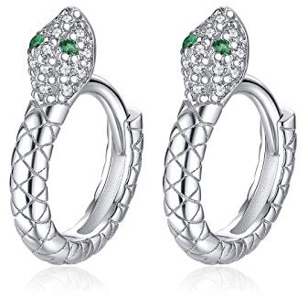 Qings Orecchini Serpente per Donne Ragazze - Graziosi Orecchini a Cerchio con Animali con Zirconi