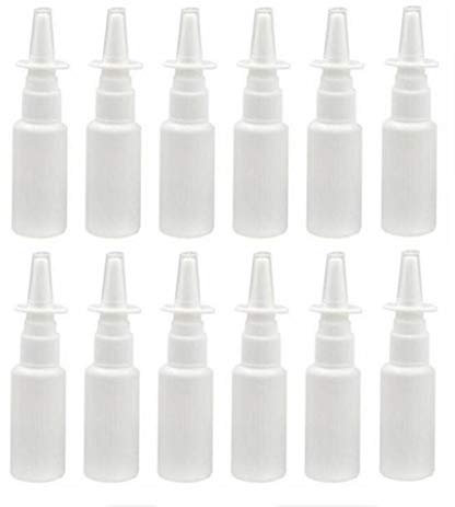 12 botellas 10ml de pulverización rellenables de plástico para la nariz y la nariz con bomba nasal para aceites esenciales, uso médico, aplicaciones de lavado de agua salina irrigación