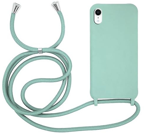 MyGadget Cover per iPhone XR - Custodia con Corda - Case con Cordino Opaca Antiurto | Bumper con Laccio | Tracolla - Practical Stylish - Verde menta