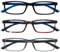 OPULIZE SEE Blaulichtfilter Lesebrille für Damen Herren, Blendfreie UV400-Schutz Federscharnier Anti-Müdigkeit, Rechteckiger Rahmen, Computerbrillen Gaming, 3er-Pack Schwarz Braun Grau +2,00