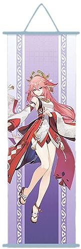 Sonsoke Anime Figure Wall Scroll Poster Game Role Merch Anime Poster Hanger Anime Wall Decor Poster 27,5 x 9,8 cm Rahmen (Yae Miko), L