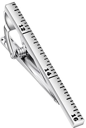 Homxi Krawattenklammer Hochzeit,Rechteck mit Lineal Krawattenklammer Edelstahl Krawattennadel Personalisiert Silber