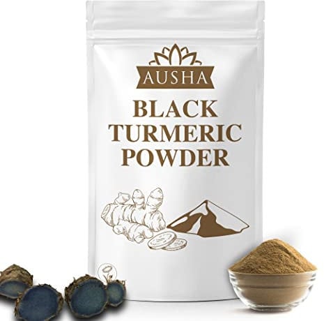 Ausha Black Turmeric Powder - Joint Pain Relief, Energy, Stamina - Add to Juices, Smoothies - 100g