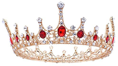 Krone aus rotem Strass, Krone Hochzeit Tiara, Braut Tiara Vintage Krone Stirnband, für Schönheitswettbewerbe, Hochzeiten, Partys