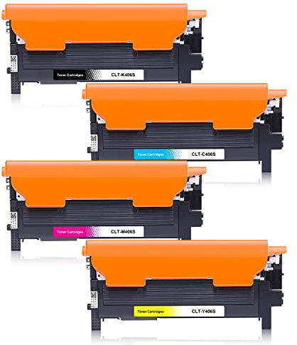 CLT-P406C P406C 406S Kompatibel für Toner Samsung C460W CLX 3305 C410W CLP-365 C460FW CLX-3300 CLP-360 (1 Schwarz, 1 Cyan, 1 Magenta, 1 Gelb, 4er-Pack)