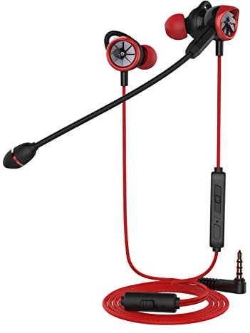 Gaming Earphone, Noise Isolating Gaming Headset With Volume Control Dual Microphones, Bass Surround Wired Gaming Earbuds Headphones For Phones Tablets
