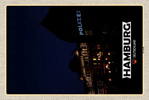 mrdeco Metall Schild 20x30cm gewölbt Hamburg St. Pauli Theater Deko Blechschild Tin Sign
