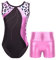 TTAO Gymnastikanzug Kinder Mädchen Ärmellos Turnanzug Trikotanzug Tanz Gymnastik Training Dancewear Gymnastikbody mit Haarband und Shorts Leopard F 122-128