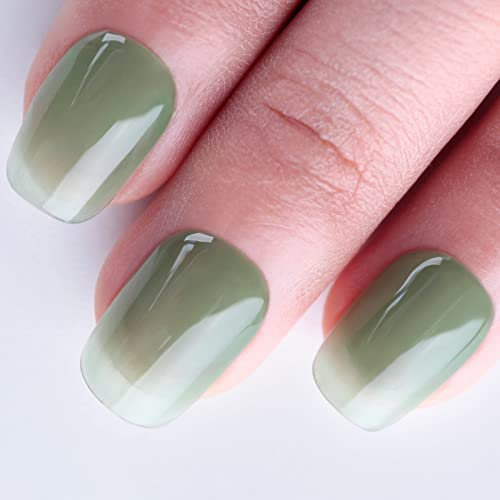 Sheer Gel Nail Polish, Jelly Eucalyptus Green Translucent Color UV/LED Light Cure Gel Polish for Nail Art DIY Manicure and Pedicure at Home, 0.5 fl oz